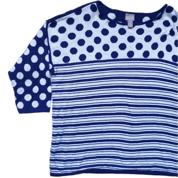 Chico's B&W Striped\PolkaDot Crew Neck Pullover - Picture 3 of 11